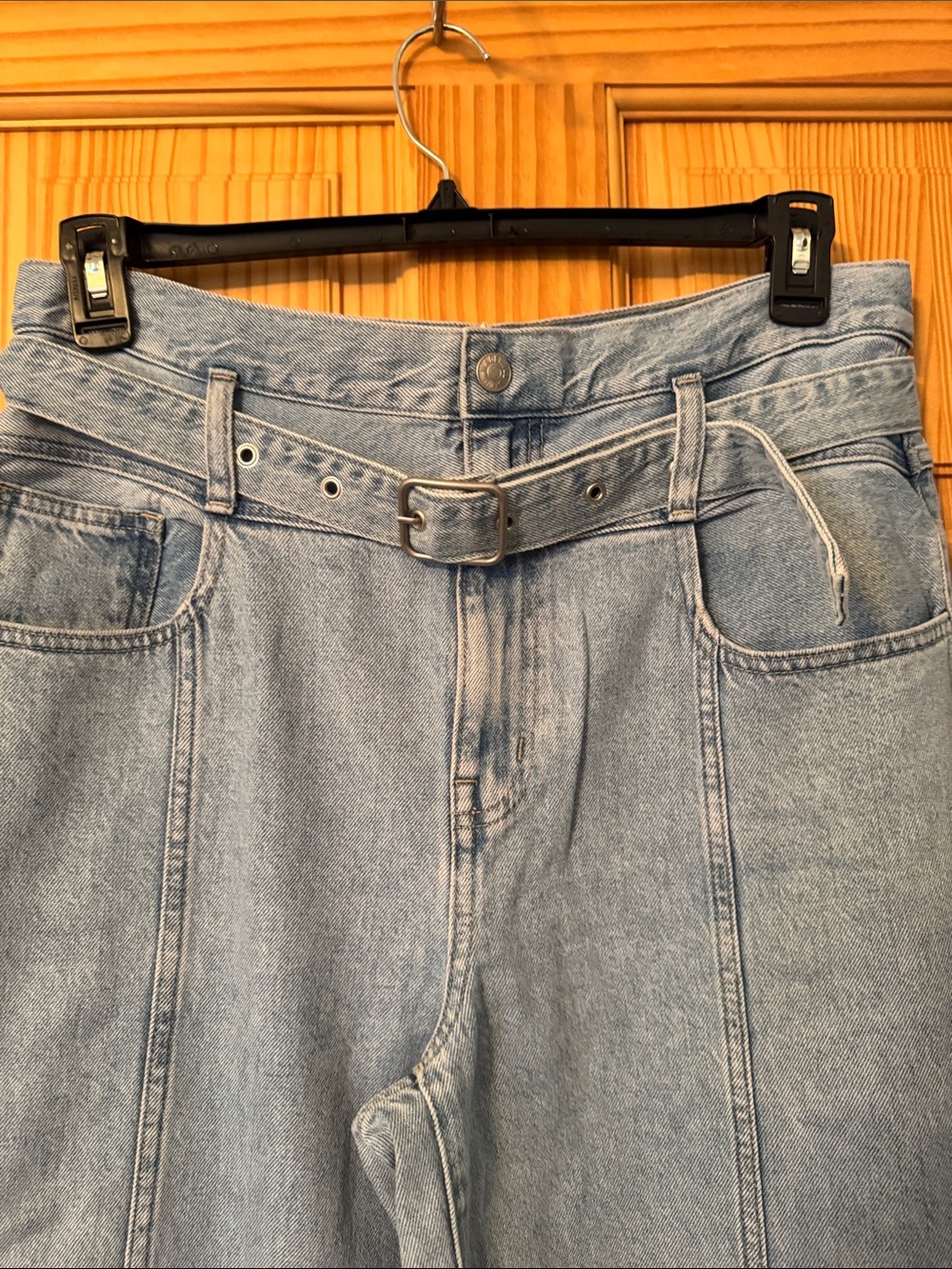 Madewell Light Blue Wide-Leg High-Rise Jeans with Belt - Picture 3 of 7